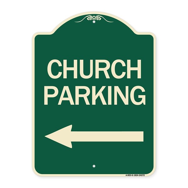 Church Parking With Left Arrow Heavy-Gauge Aluminum Architectural Sign, 24" x 18", G-1824-24272